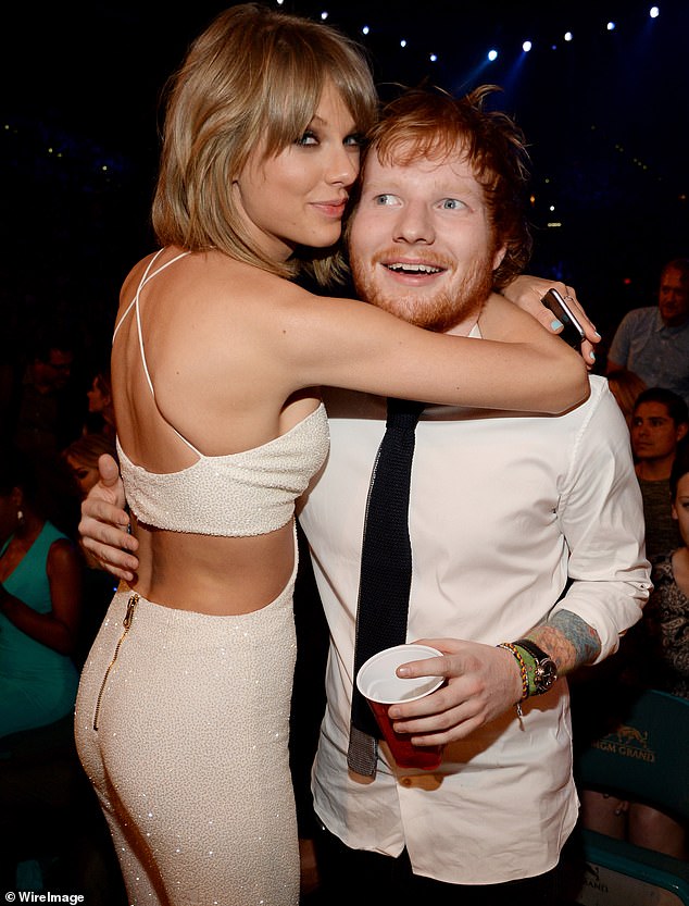 Ed Sheeran has insisted he and Taylor Swift spoke for four hours - after he learned of her engagement to Travis Kelce on social media; Swift and Sheeran pictured in 2015