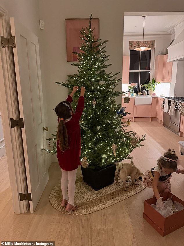 The Made In Chelsea star, 36, took to Instagram on Sunday with snaps of her family gearing up for the festive season