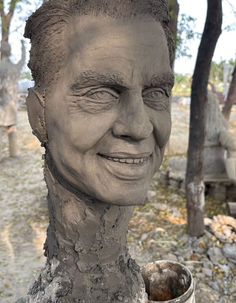 Moga artist Iqbal Singh Gill crafts statue of Bollywood legend Dharmendra