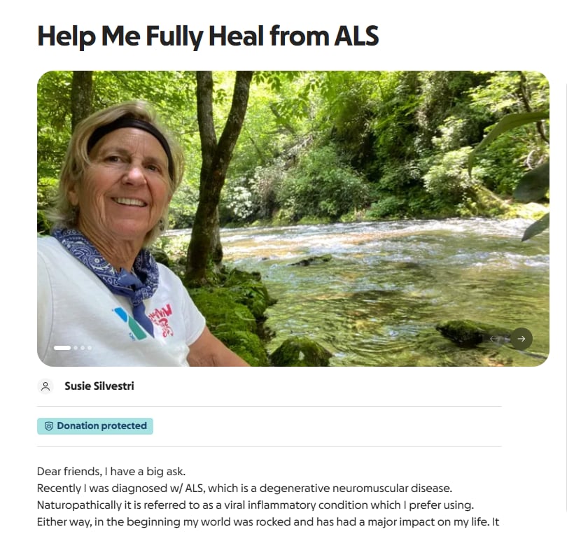 Susie Silvestri set up a GoFundMe page to help pay for costs related to her ALS. 