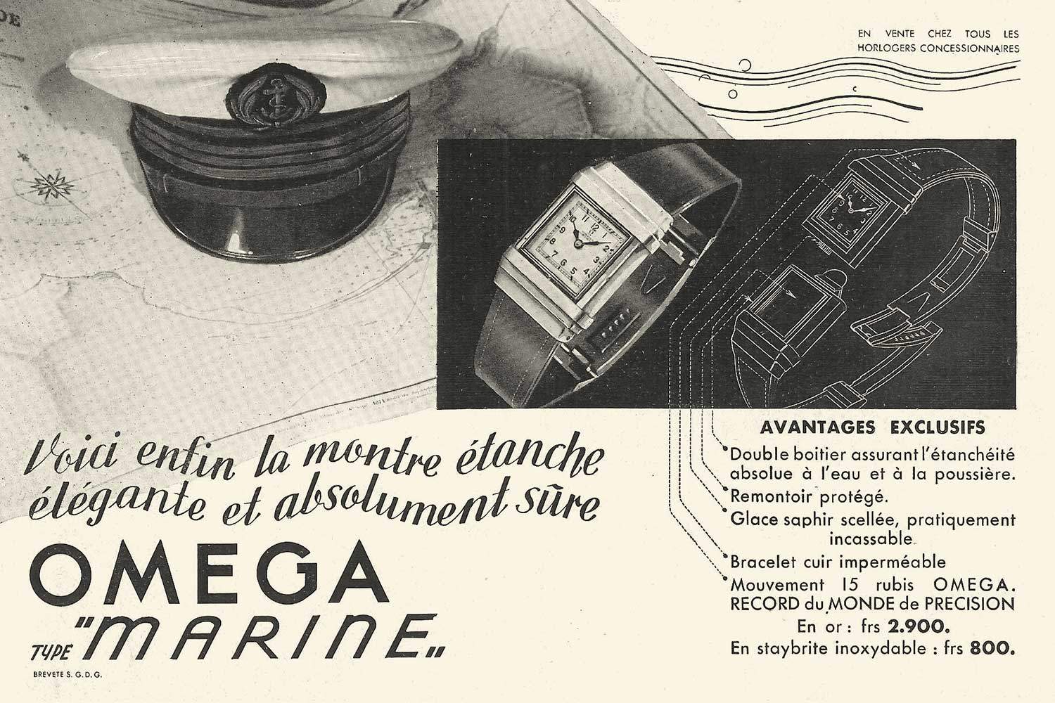 An old advertisement for Omega Marine, 1932