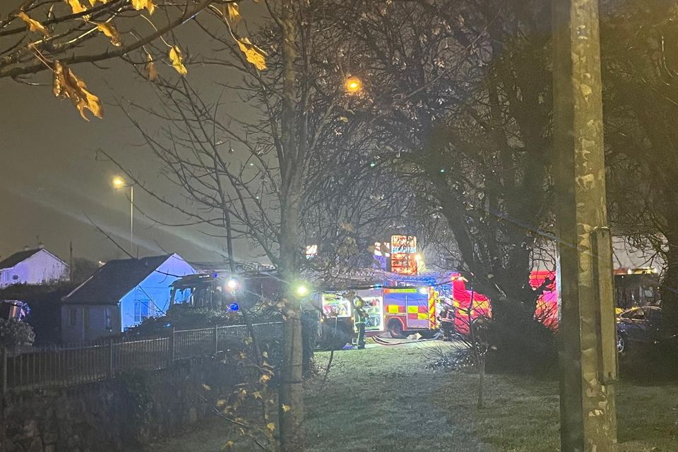 The scene in Tralee where a house explosion occurred shortly after 5pm.