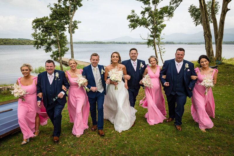 Emma Collins and Martin Kennedy with their wedding party. Pictures: Dermotsullivan.com