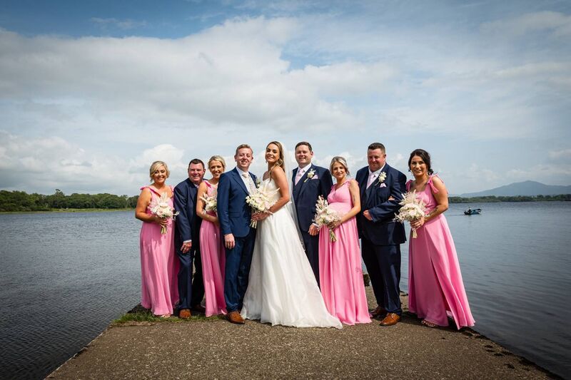 Emma Collins and Martin Kennedy with their wedding party. Pictures: Dermotsullivan.com