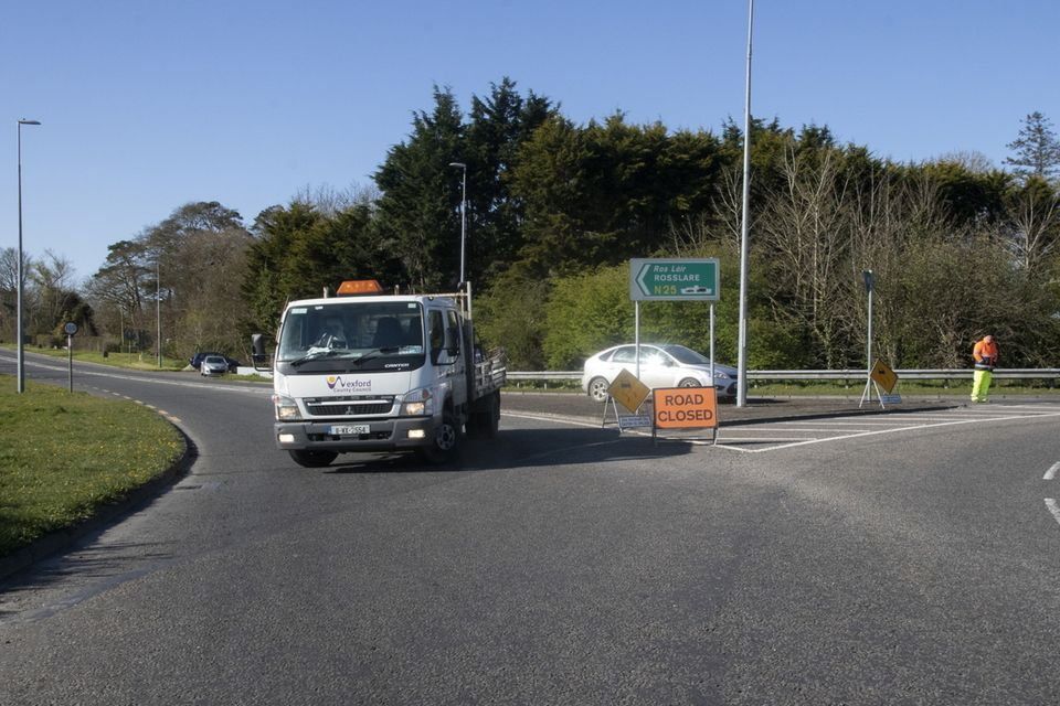 The road closed at the scene of a recent fatal crash in Drinagh in April 2021.