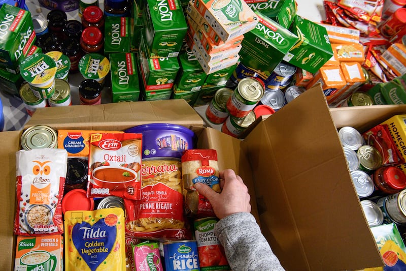 Food boxes are prepared for delivery from a St Vincent de Paul food bank in Cork city. Photograph: Daragh Mc Sweeney/Provision