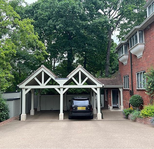 McPartlin was also embroiled in a planning row with the council over a past planning application to replace the property's car port (pictured) with a 'double garage with room in the roof'