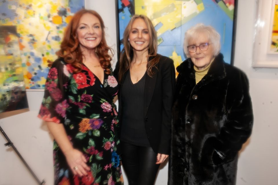 Sharon Clancy, Ann Maria Bridges and Pat Bridges pictured at the opening of Ann Marie's Bridges art exhibition in Trimmers Lane on Saturday evening. Pic: Jim Campbell