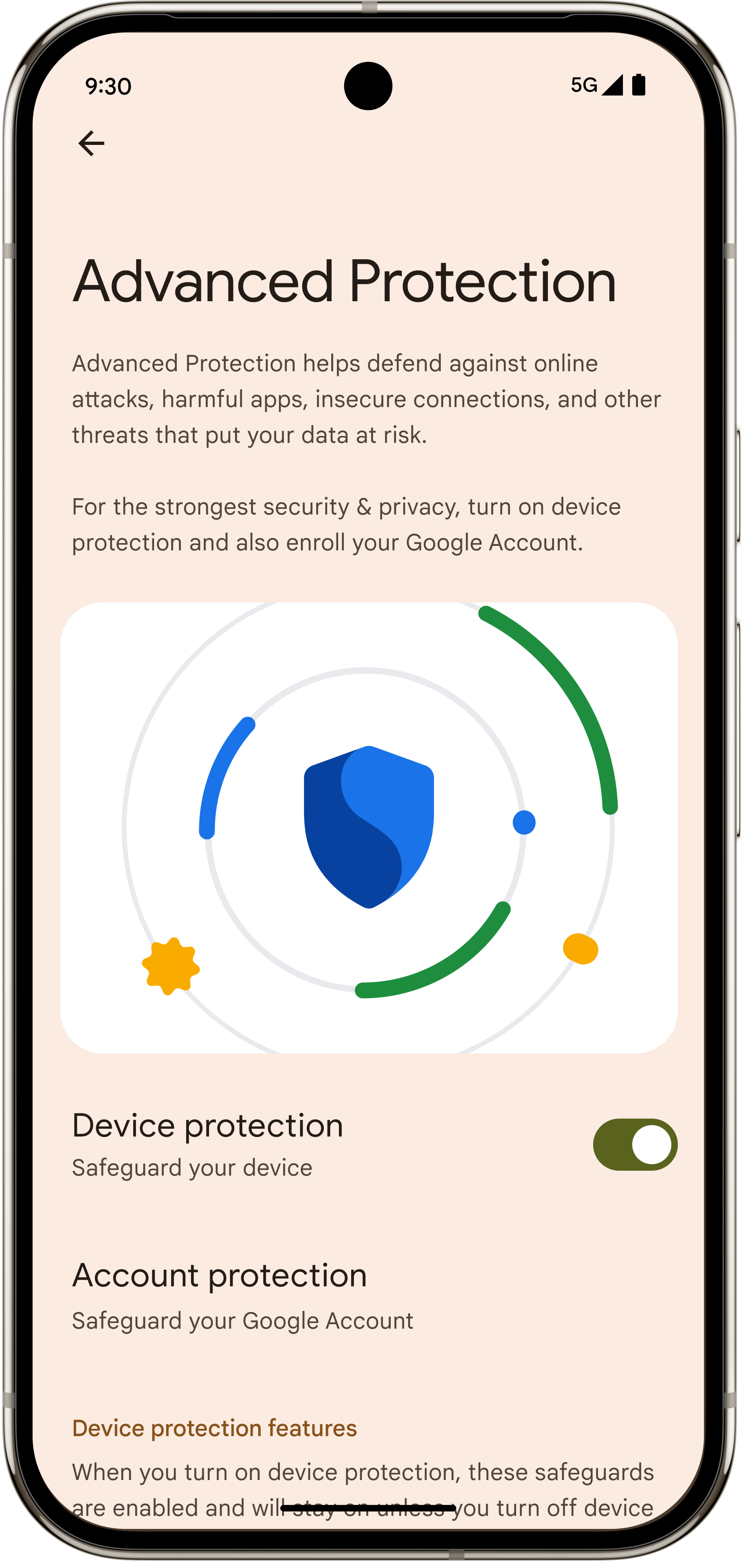Advanced Protection settings in Android 16