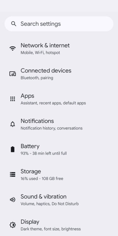 Android 14 settings Android 14 settings