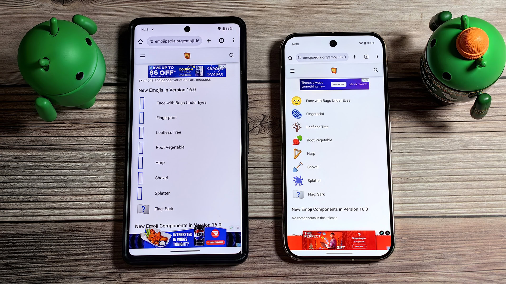 Emoji support in Android 15 QPR2 Beta 2 vs. Android 16 DP2 Emoji support in Android 15 QPR2 Beta 2 vs. Android 16 DP2