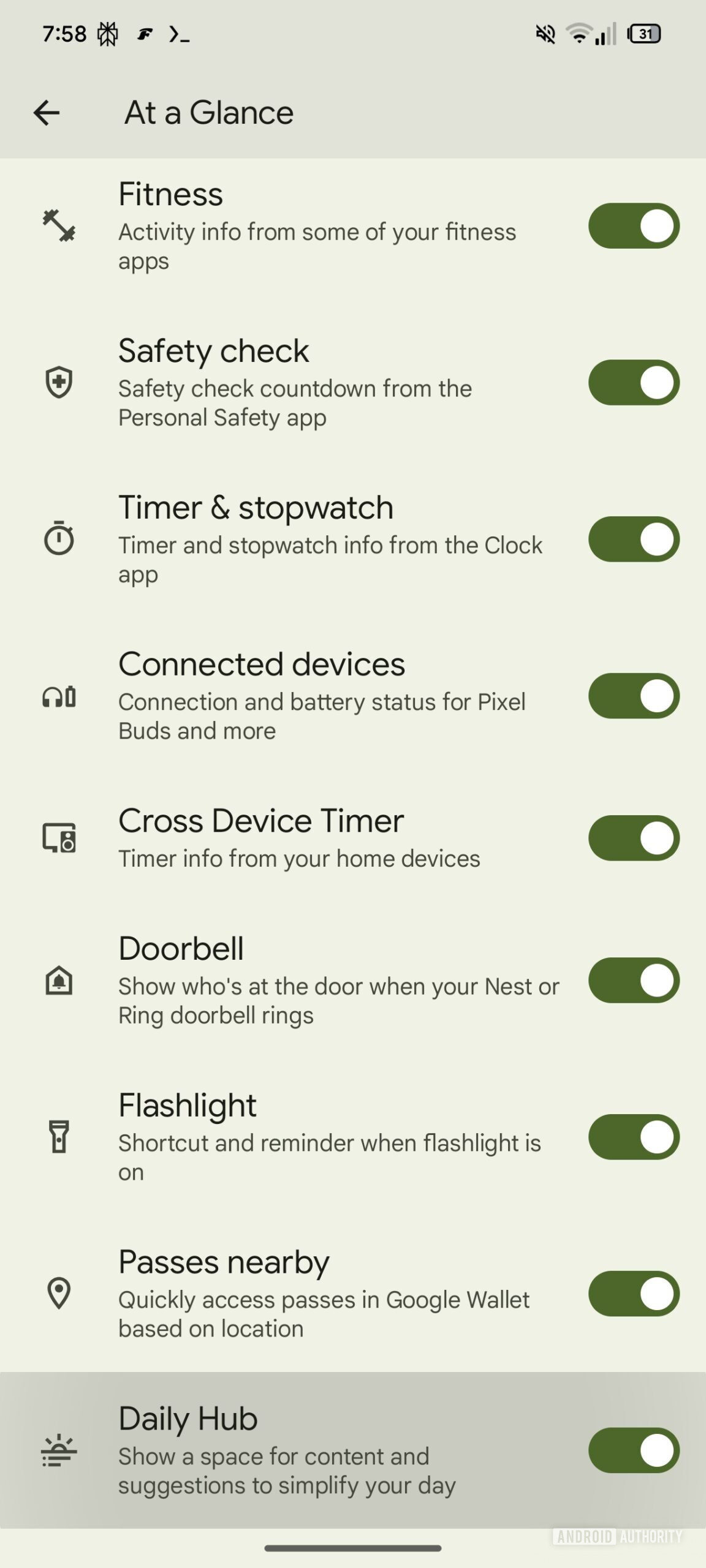 At a Glance's Daily Hub feature toggle At a Glance's Daily Hub feature toggle