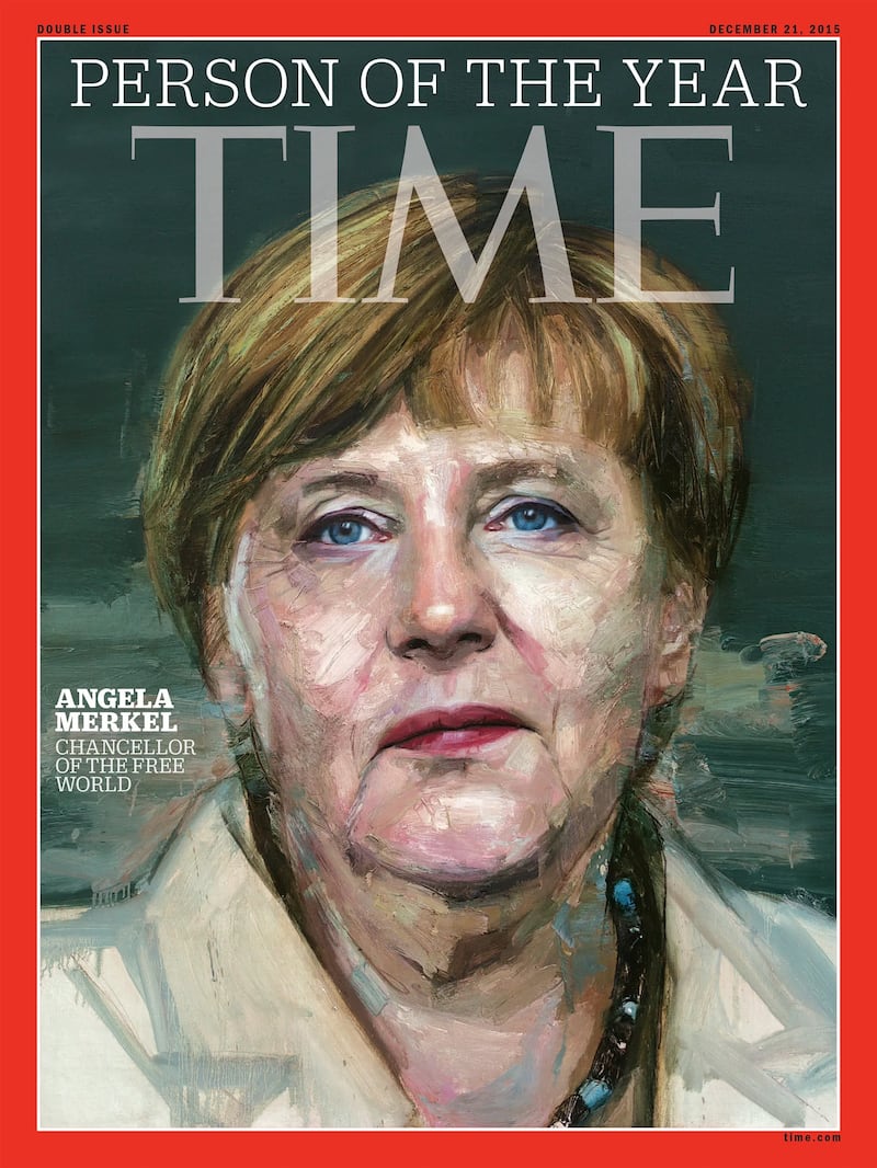 Colin Davidson's image of Angela Merkel, as depicted on Time Magazine's Person of the Year issue in 2015