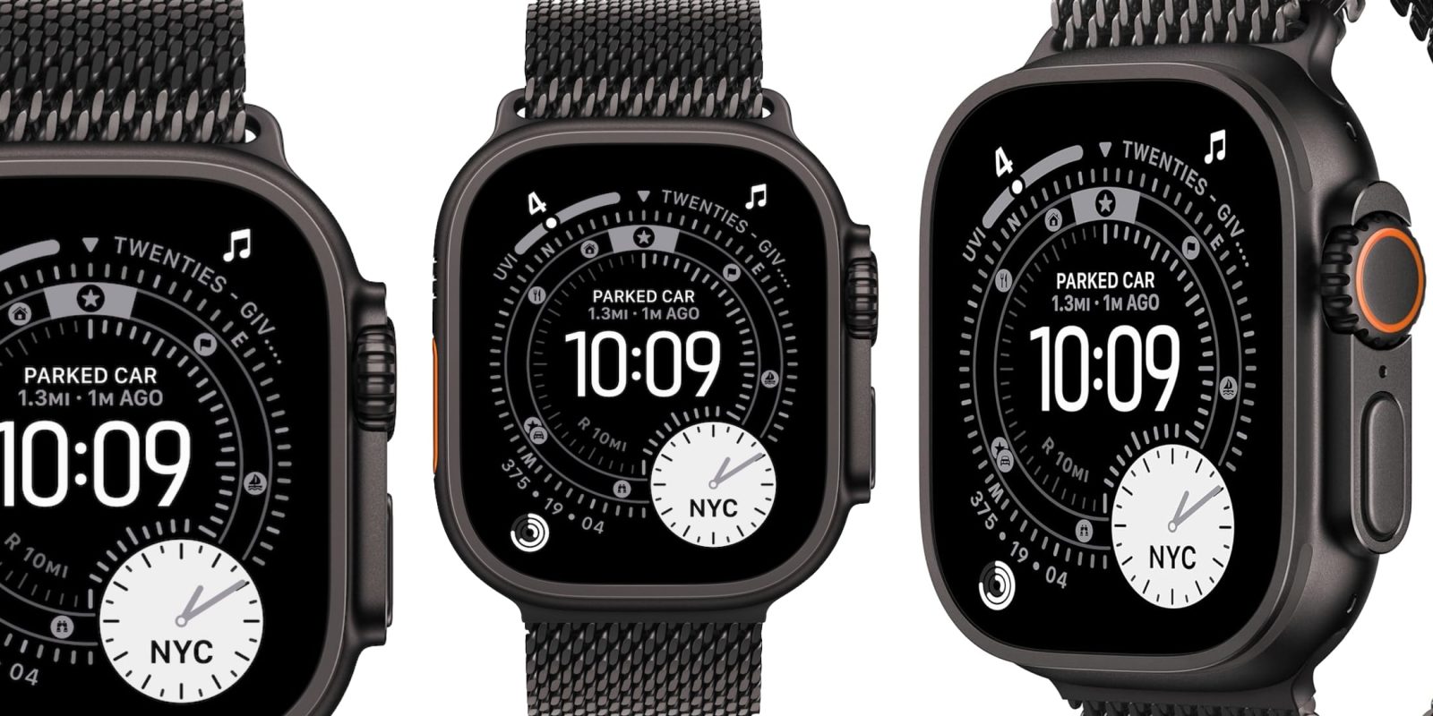 Black Titanium Apple Watch Ultra 3 with the black Titanium Milanese Loop-01