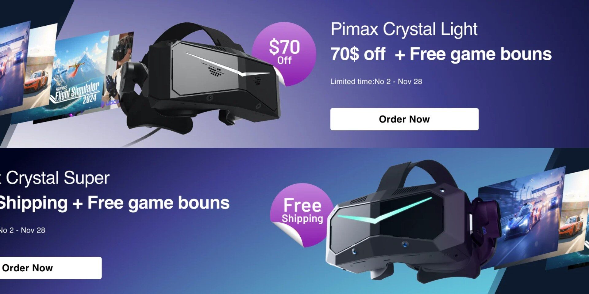 Pimax Begins Black Friday Discount on VR Headsets: Free Shipping, Savings and Free MSFS Coins
