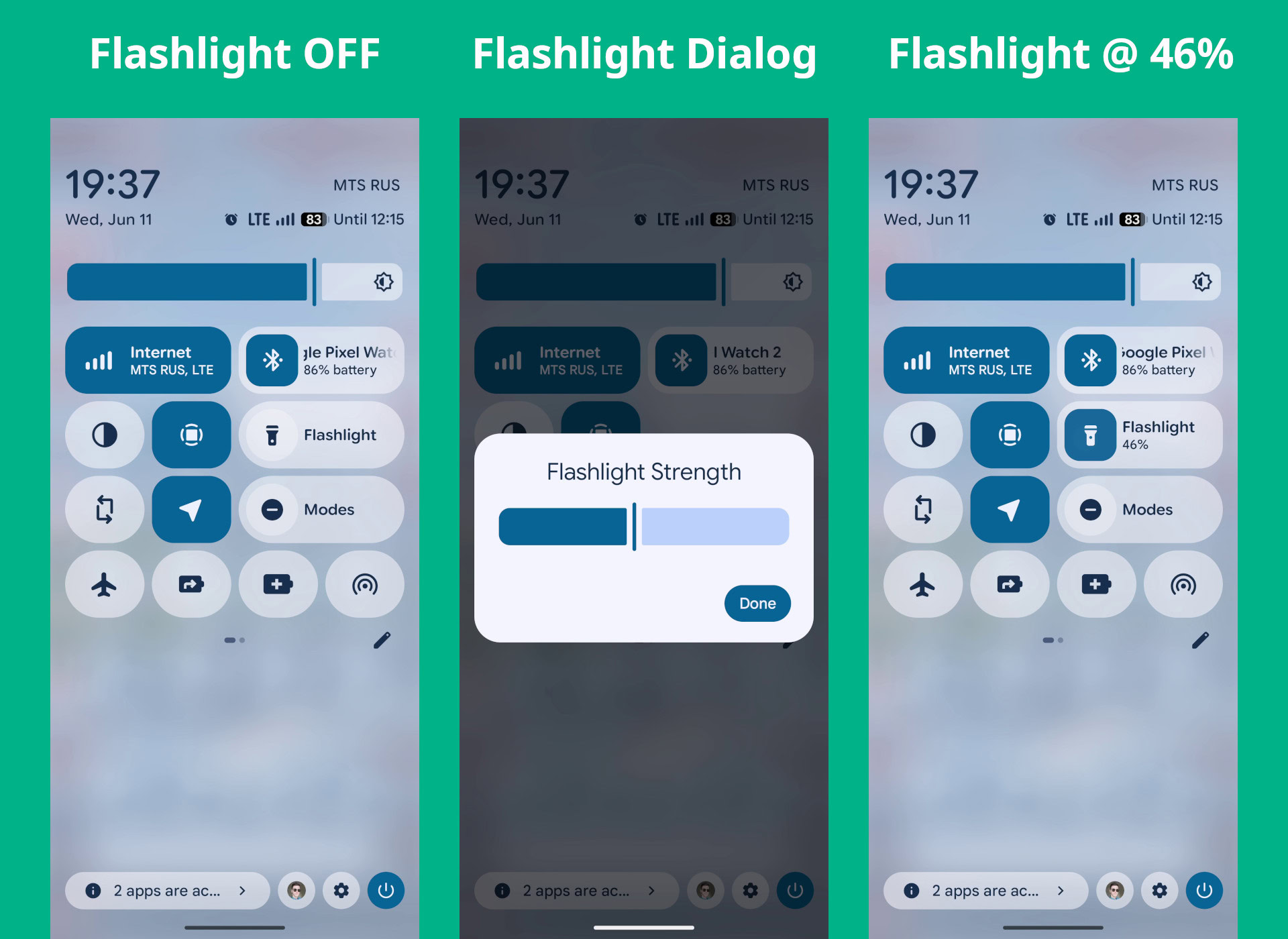 Flashlight brightness controls for Pixel phones in Android 16 QPR1