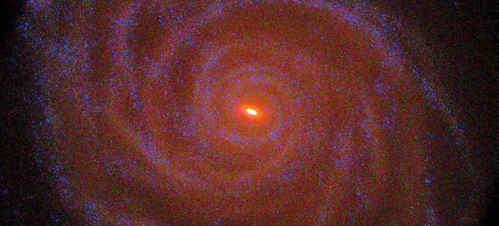 Simulated Milky Way with excess energy at the center. Credit - AIP / A. Khalatyan