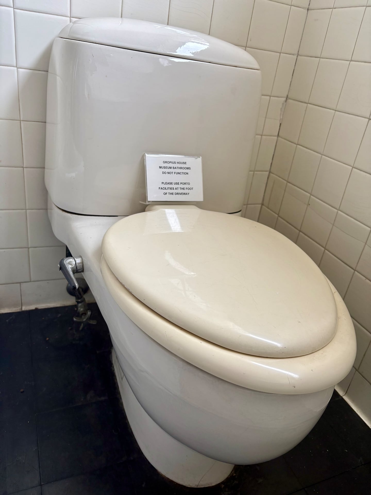 Although the Gropius House has four indoor toilets, visitors are encouraged to use an outdoor porta-potty.