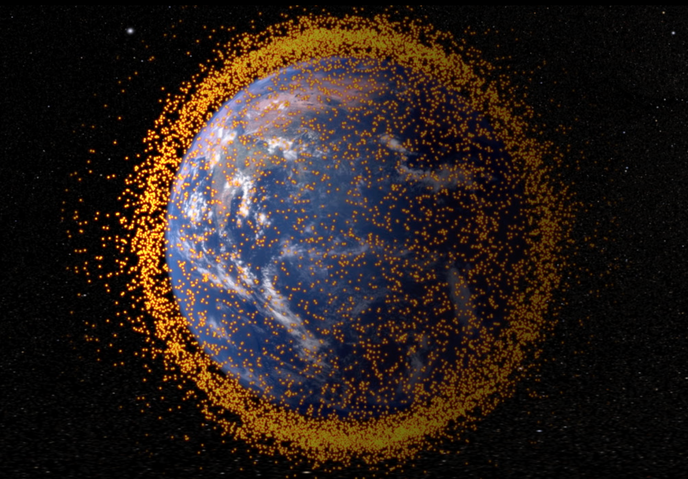Illustration of orbital debris around the Earth