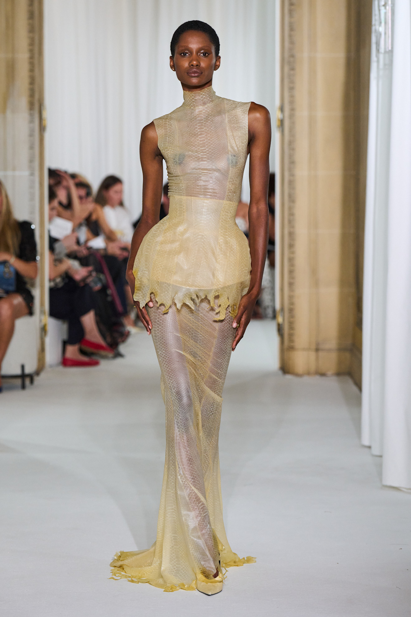 A model wore Jenna Ortega's naked dress on the Ashi Studio Couture Fall 2025 runway