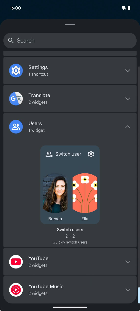 Multiuser widget in widget picker Multiuser widget in widget picker