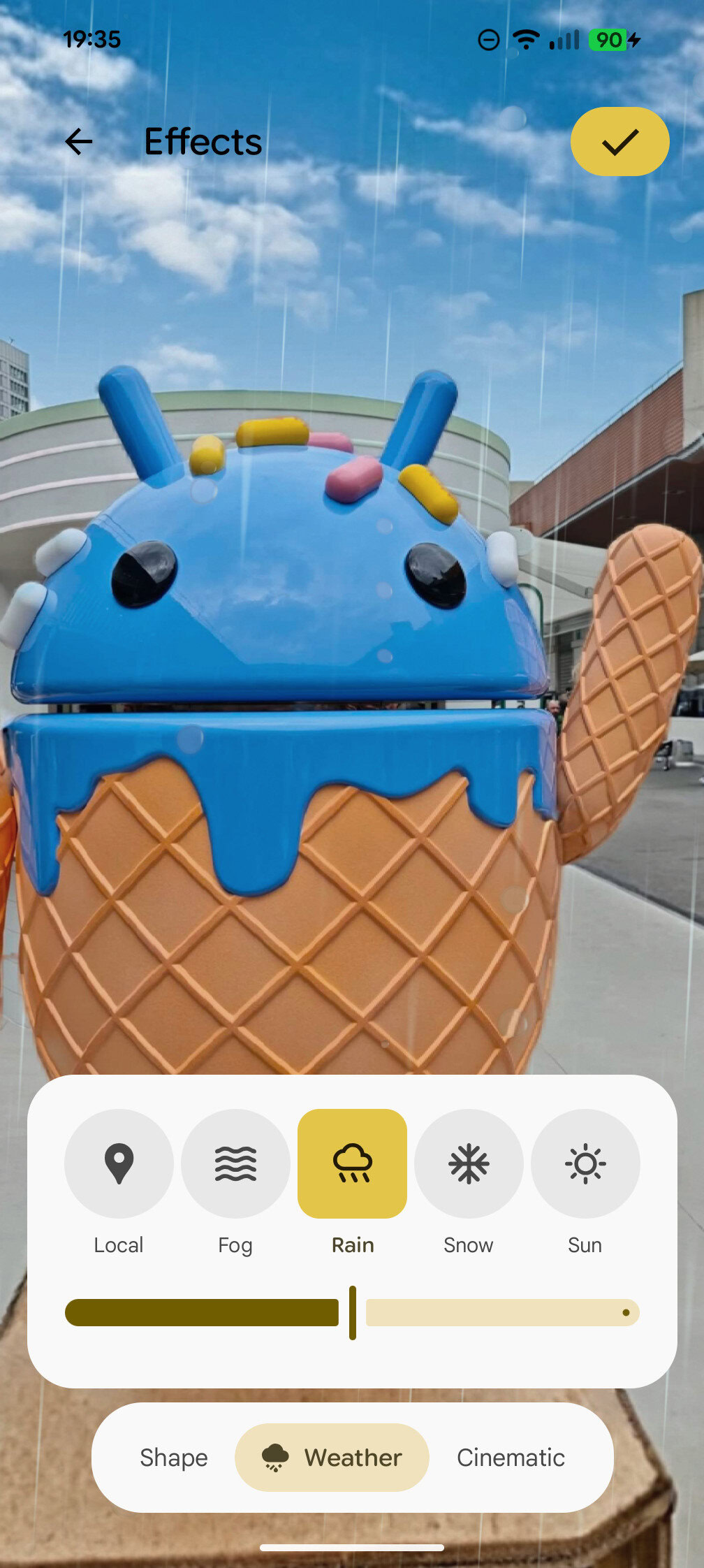 New weather effects feature in Android 16 QPR1 Beta 1 on Pixel