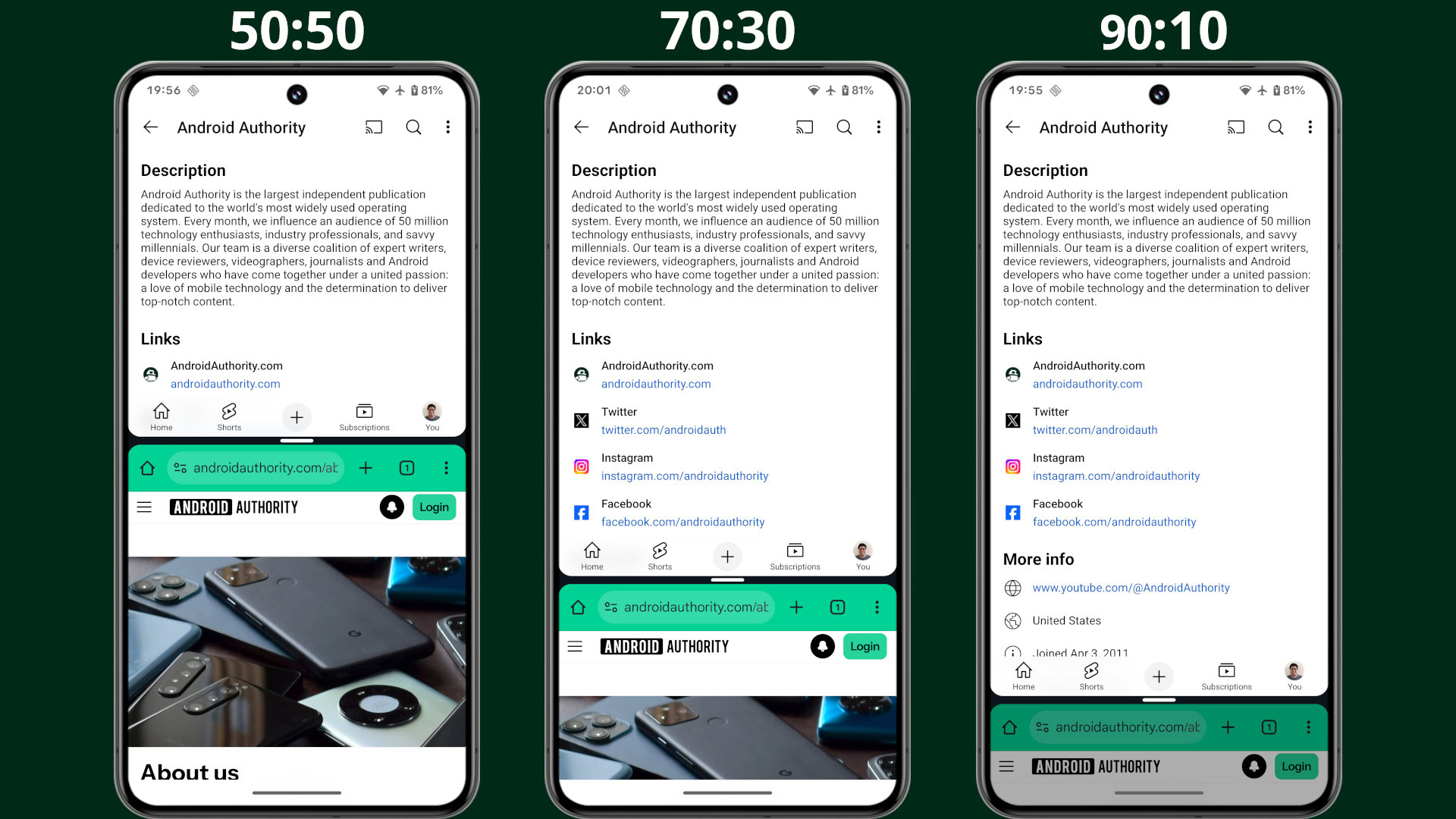 New 90 10 split screen ratio in Android New 90 10 split screen ratio in Android