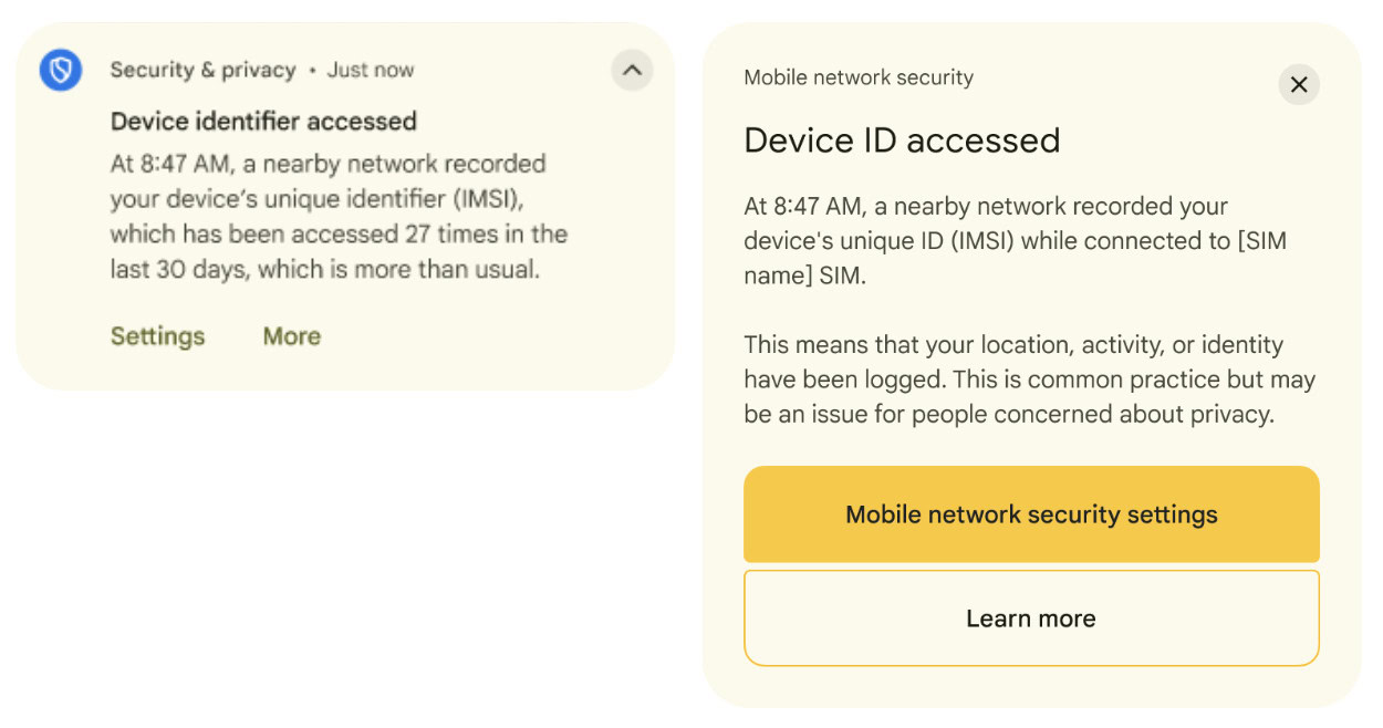 Notification for network accessing device identifiers