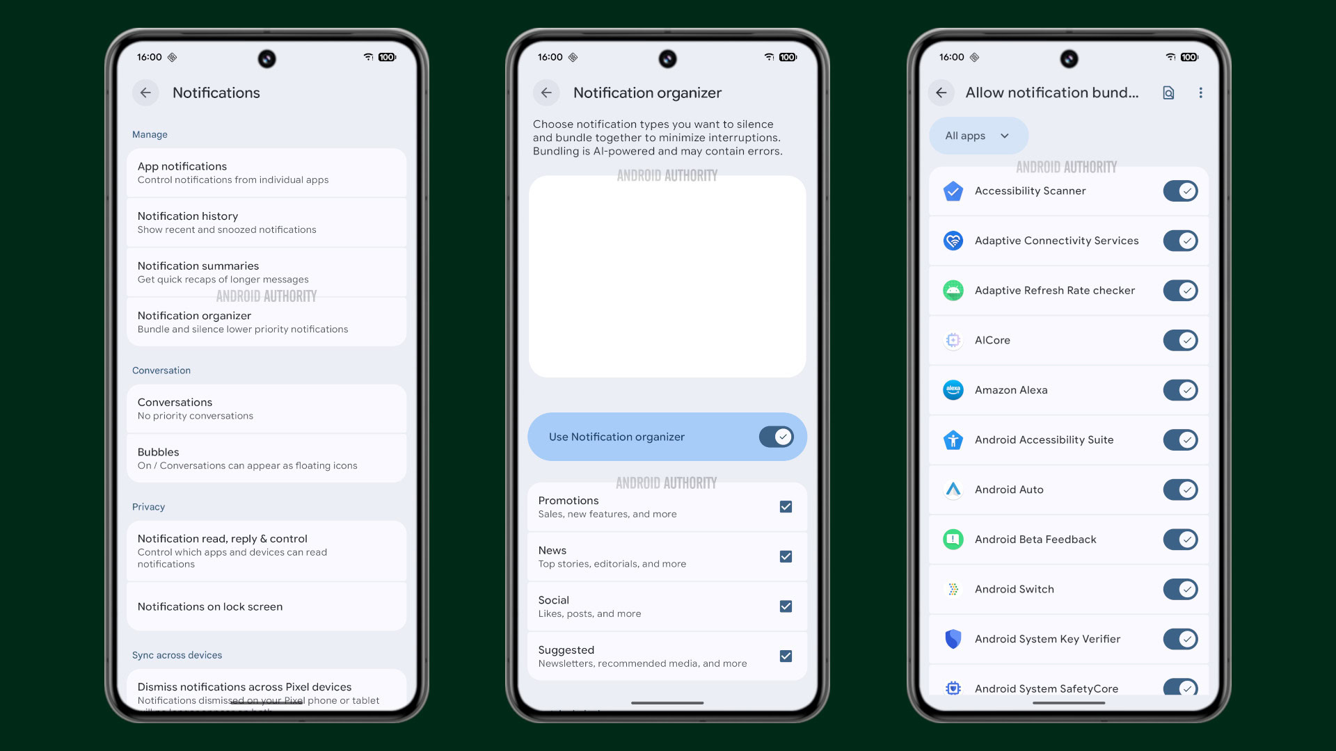 Notification organizer feature in Android 16 QPR1 on Pixel