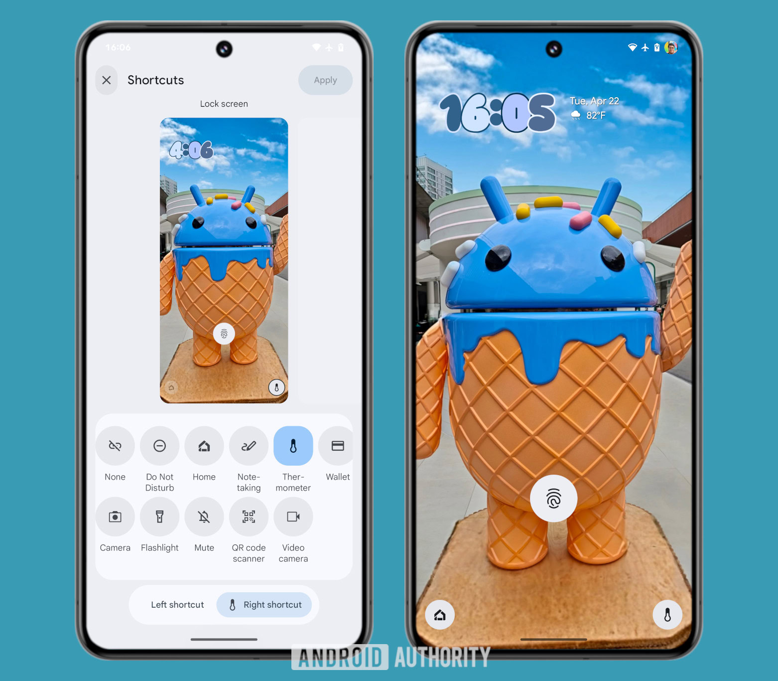 Pixel Thermometer lock screen shortcut