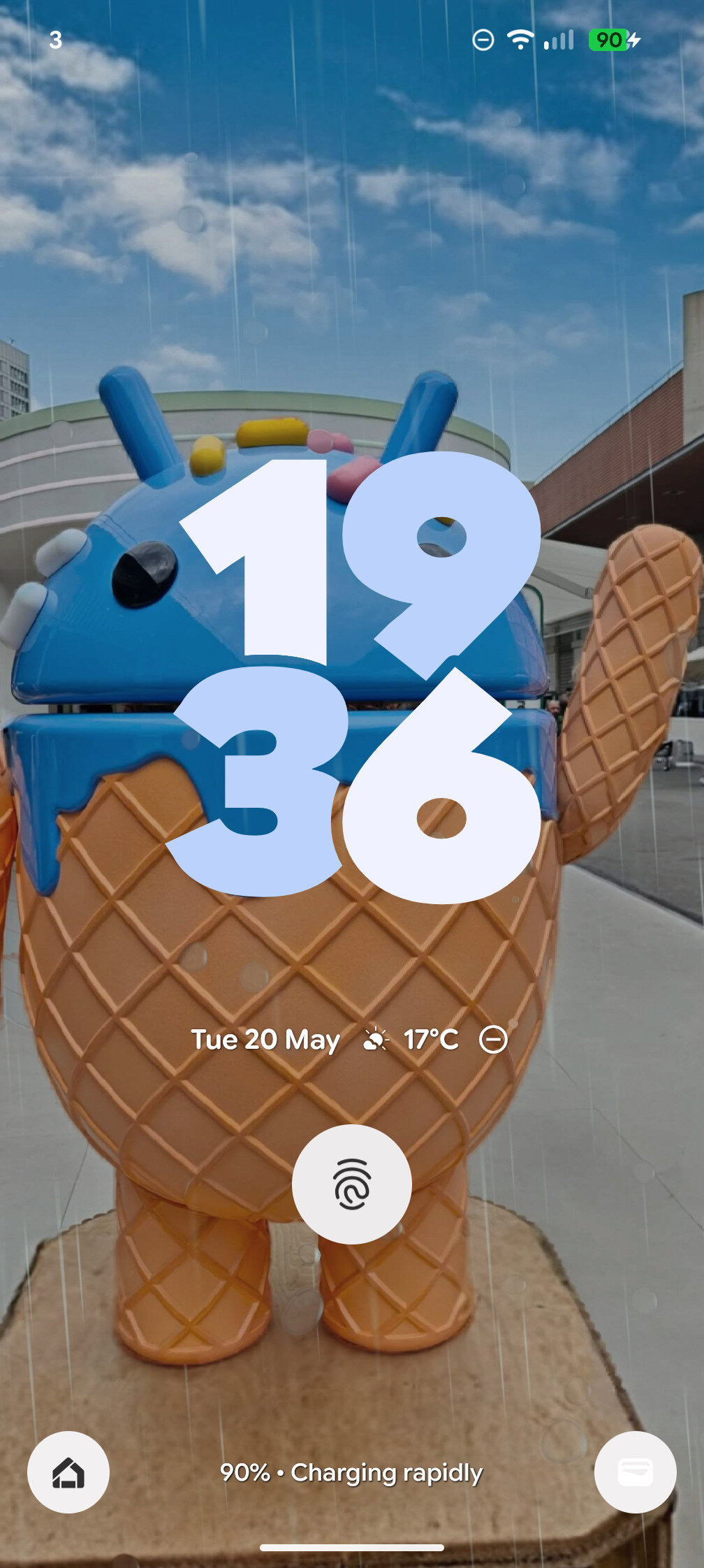 Rain effect applied to wallpaper in Android 16 QPR1 Beta 1 on Pixel