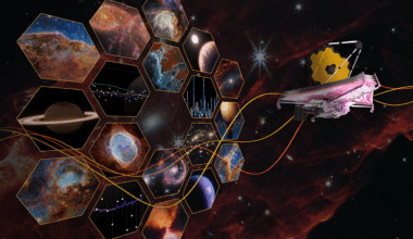 Artist's depiction of potential observational targets for JWST. Credit - STScI