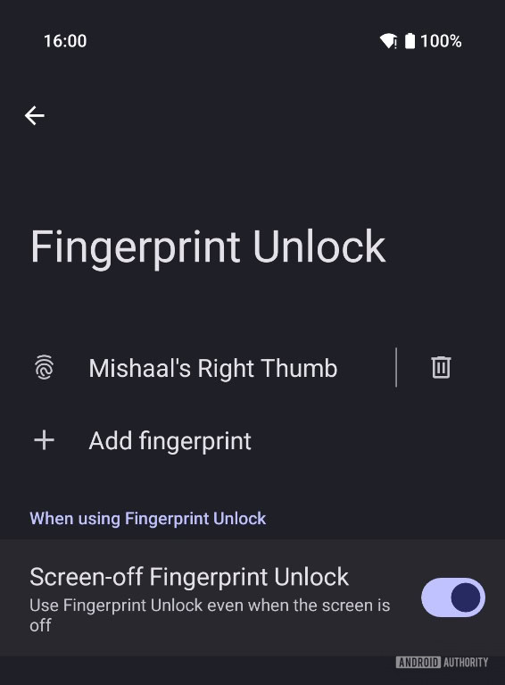 Screen off Fingerprint Unlock toggle Screen off Fingerprint Unlock toggle