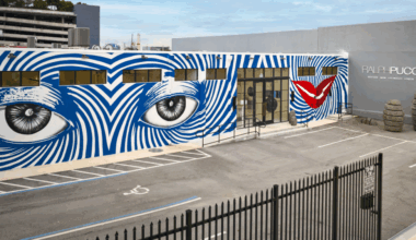 The Ruben Toledo mural  on the facade of the Ralph Pucci gallery in Miami.