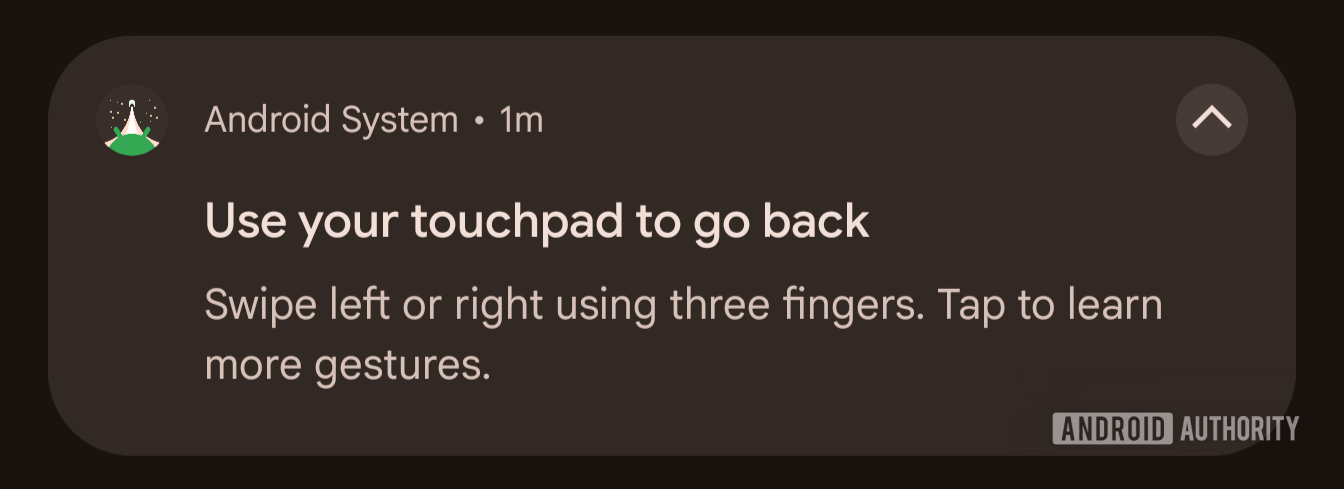 SystemUI notification for touchpad tutorial SystemUI notification for touchpad tutorial