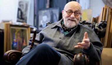 Artist Peter Paone speaks with a reporter at his West Mount Airy studio in the spring of 2025.