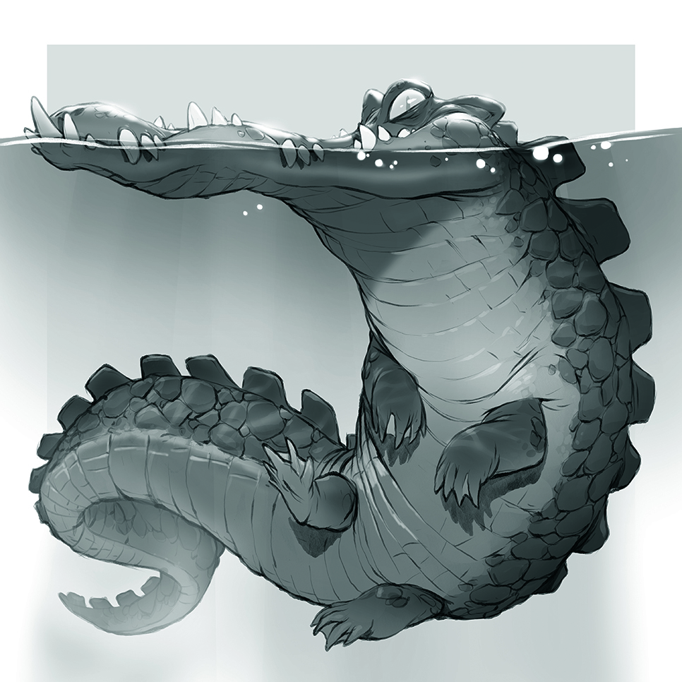 A character art sketch in black and white