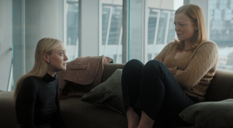 Dakota Fanning as Jenny and Sarah Snook as Marissa Irvine on "All Her Fault."