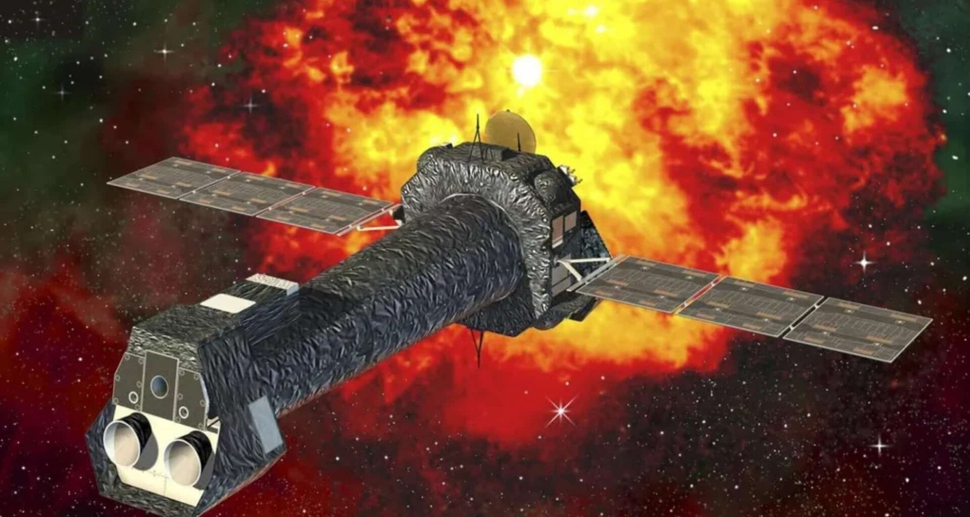An Illustration Of The Xmm Newton Satellite Studying A Monster Stellar Explosion