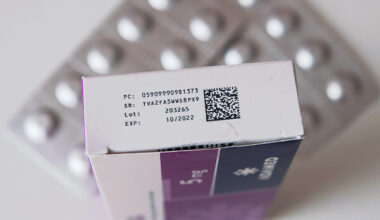 A pack of medicines with labelling as per FMD rules