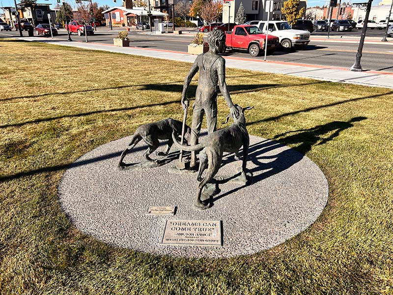 Memorial of Wilson Rawls depicting Billy Coleman and his dogs from "Where the Red Fern Grows." | Rett Nelson, EastIdahoNews.com