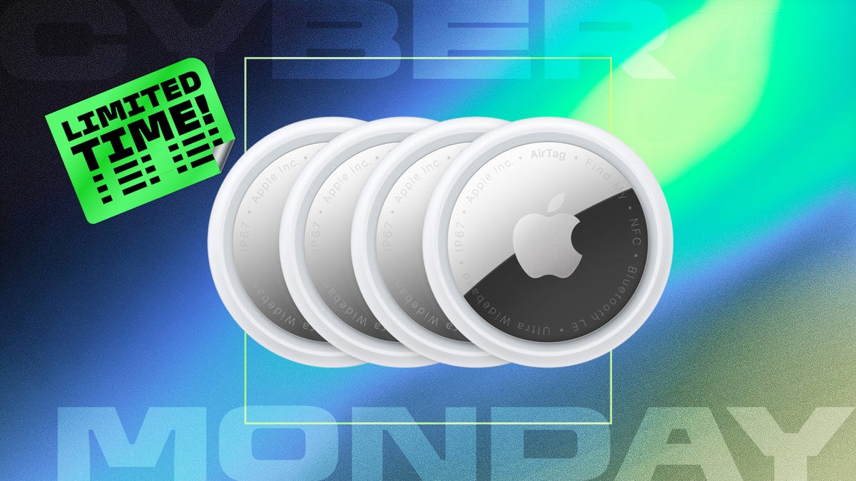 Apple AirTags 4-pack with a limited-time sticker