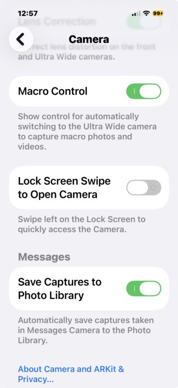 Disable Lock Screen swipe camera access on iPhone