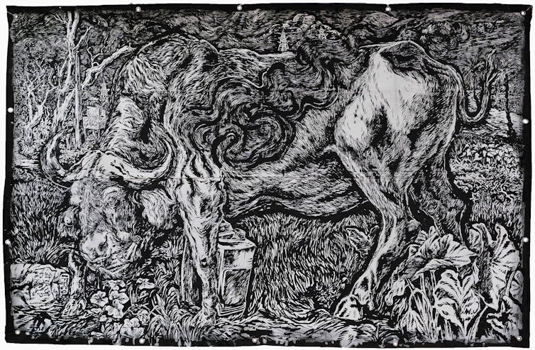 Detailed drawing of a bull