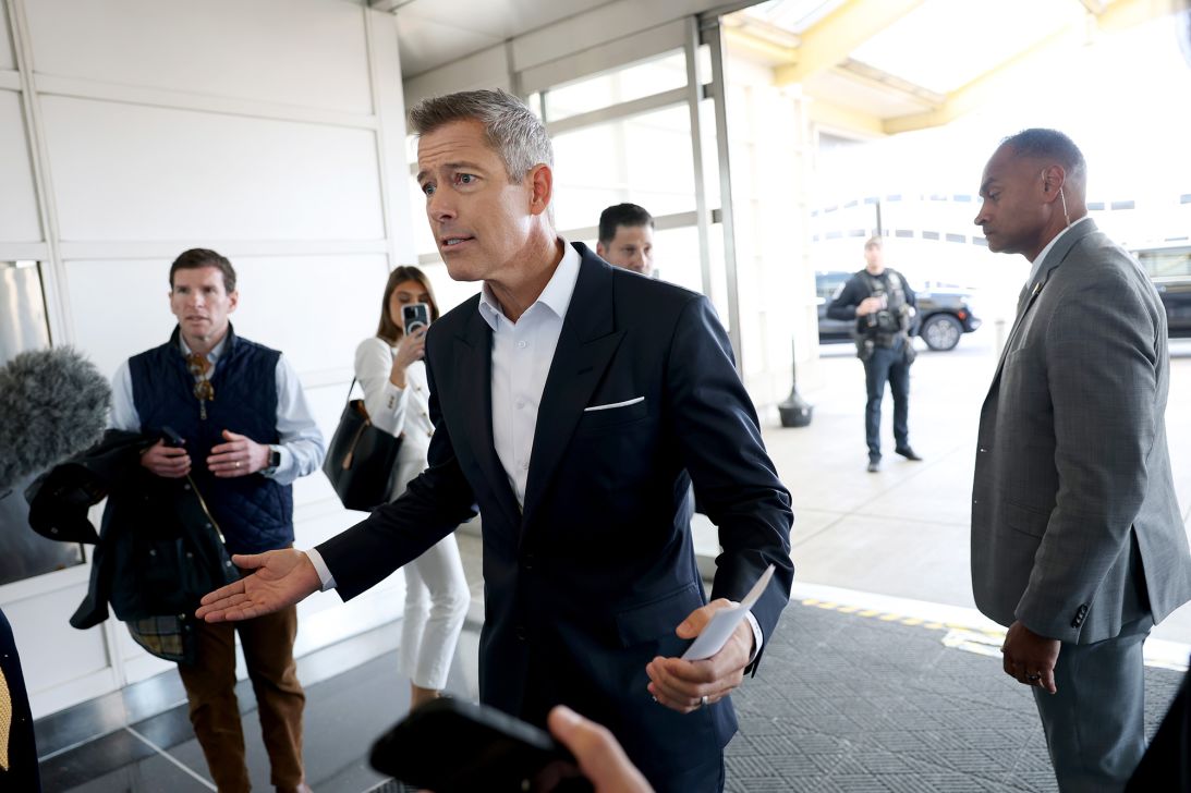 US Transportation Secretary Sean Duffy is seen at Ronald Reagan Washington National Airport on November 7.