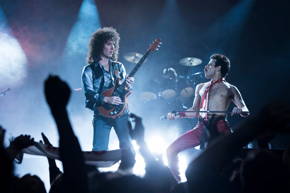 gwilym lee as brian may, rami malek as freddie mercury, bohemian rhapsody