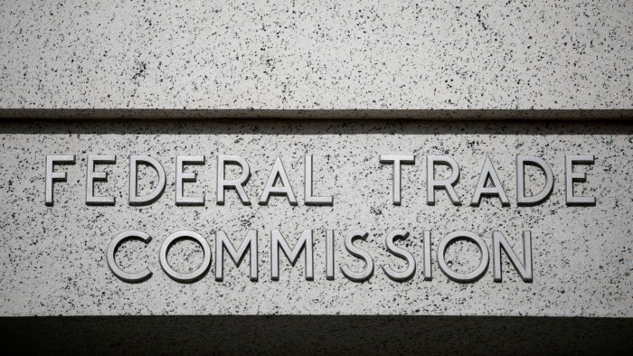 Sign reading ‘Federal Trade Commission’ on the exterior wall of the FTC headquarters building