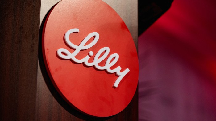 Eli Lilly and Company’s logo displayed on a red circular sign.