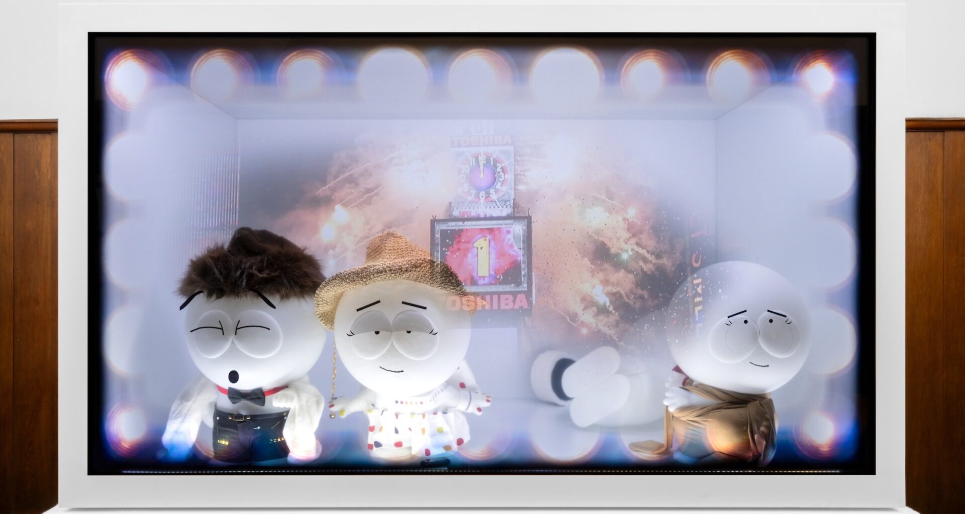 Wang Shu and Lu Wenyu standing in a library