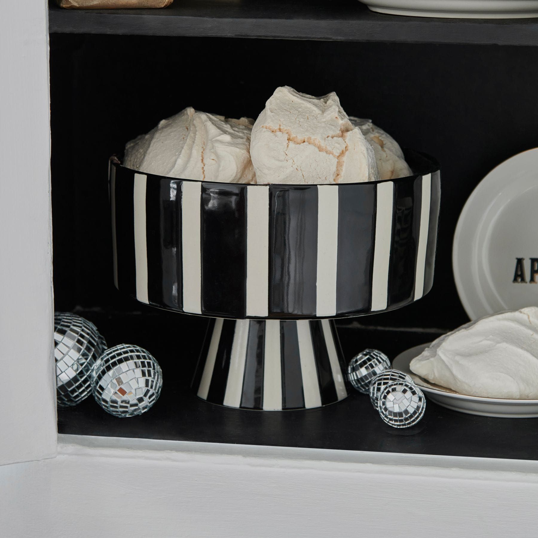 Rockett St George Black/white Striped Footed Bowl